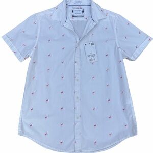 Cactus White Shirt with Flamingo Pattern